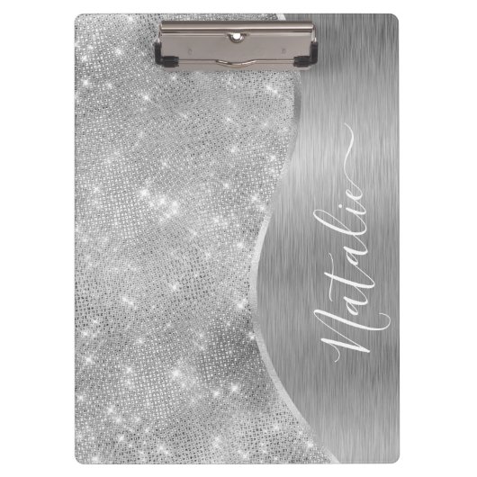 Porte-bloc Silver Glitter Glam Bling Personalized (Devant)