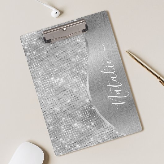 Porte-bloc Silver Glitter Glam Bling Personalized