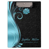 Porte-bloc Simple Black Damask Blue Swir (Devant)
