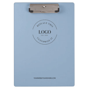 Porte-bloc Simple Bleu Poussiéreux Minimaliste Logo Personnal