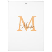 Porte-bloc simple minimal ajouter nom monogramme orange marro (Dos)