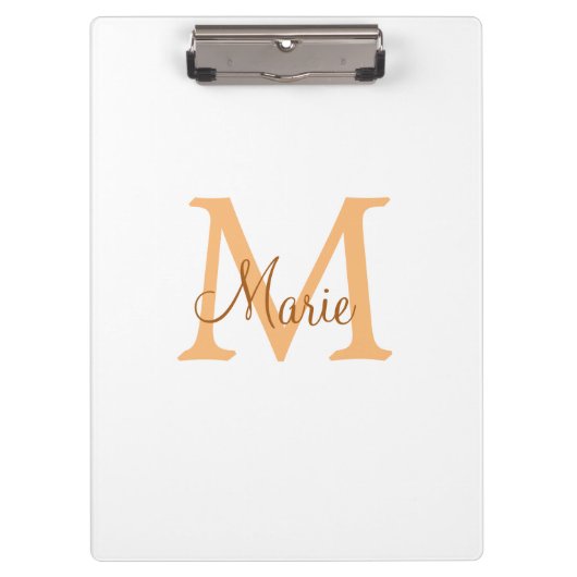 Porte-bloc simple minimal ajouter nom monogramme orange marro (Devant)
