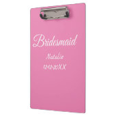 Porte-bloc Simple minimal pink bridesmaid add name year text  (Gauche)
