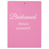 Porte-bloc Simple minimal pink bridesmaid add name year text  (Dos)