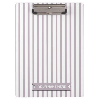 Porte-bloc Simple Moderne Poudré Lilas Rayé Nom Personnalisé