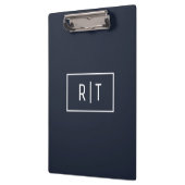 Porte-bloc Simple Monogramme professionnel Marine Bordure bla (Gauche)