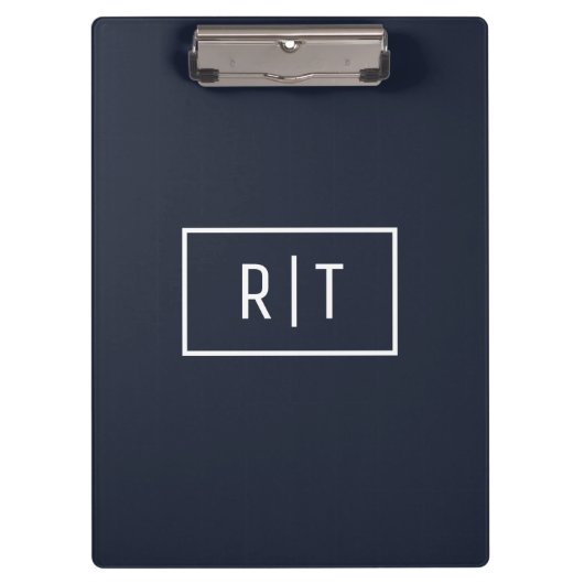 Porte-bloc Simple Monogramme professionnel Marine Bordure bla (Devant)