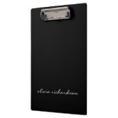 Porte-bloc Simple noir manuscrit moderne Nom du script propre (Gauche)