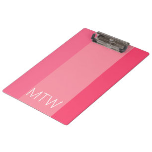Porte-bloc Simple rayures roses Monogrammes blancs