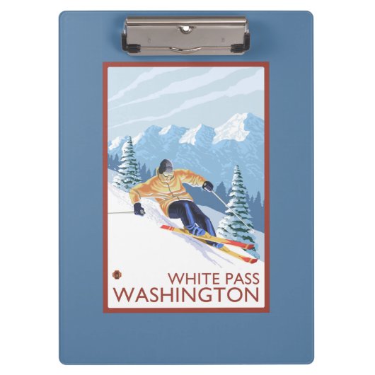 Porte-bloc Skieur de neige de Downhhill - passage blanc, (Devant)