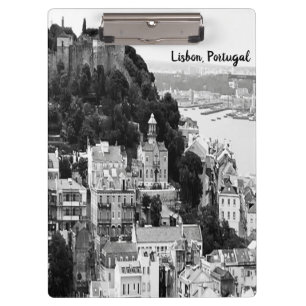 Porte-bloc Skyline noir et blanc Lisbonne Portugal