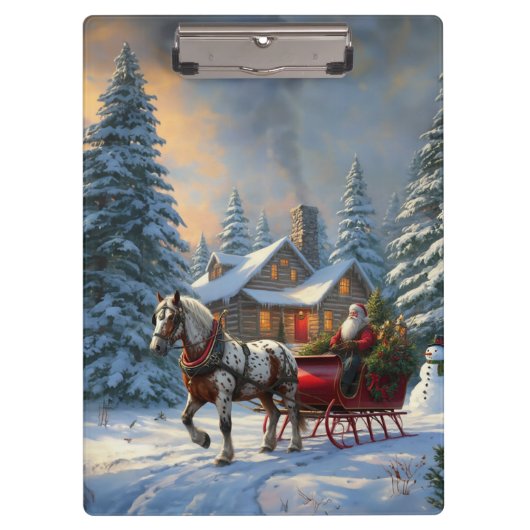 Porte-bloc Sleigh Père Noël à cheval de Noël (Devant)