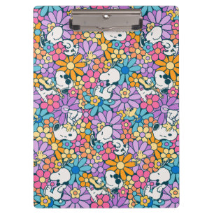 Porte-bloc Snoopy & Motif de fleurs de bois