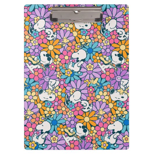 Porte-bloc Snoopy & Motif de fleurs de bois (Devant)
