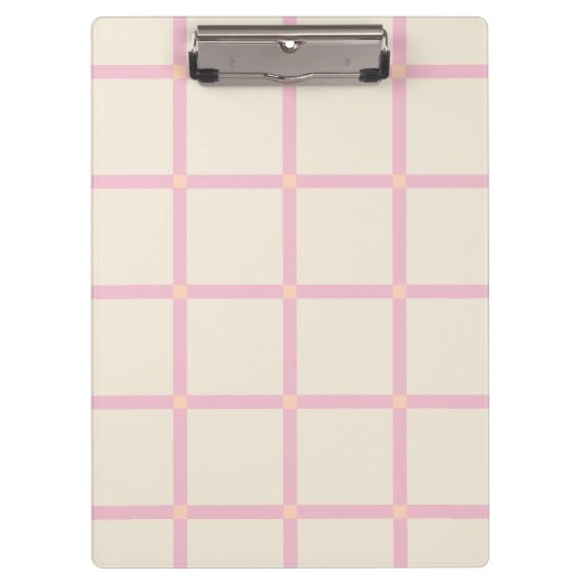 Porte-bloc Soft Beige & Pink Grid Pattern (Devant)