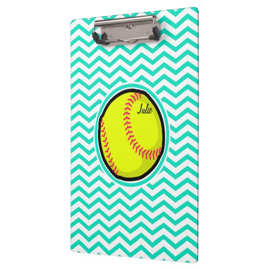 Porte-bloc Softball ; Aqua Green Chevron (Gauche)