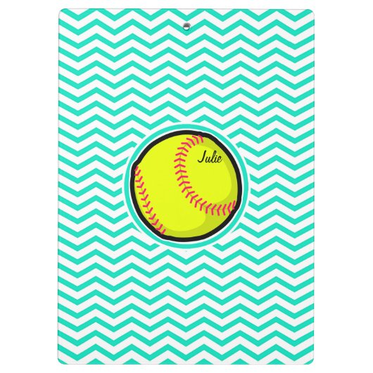 Porte-bloc Softball ; Aqua Green Chevron (Dos)