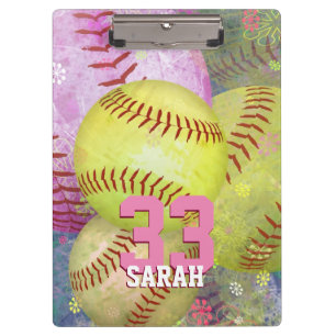 Porte-bloc Softball Féminin Abstrait Rose Jaune Féminin