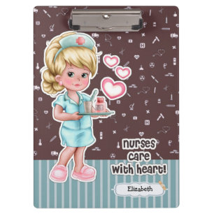 Porte-bloc Soins infirmiers avec coeur. Infirmière-cadeau Po