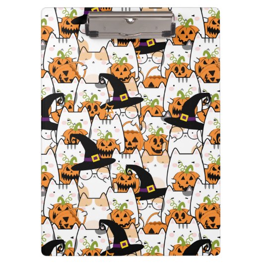 Porte-bloc Sorcière de chat mignonne tenant Bumkin Halloween (Devant)