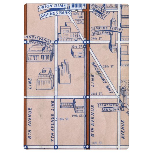 PORTE-BLOC SOUTERRAIN MAP, 1940 2 DE NEW YORK (Dos)