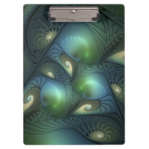 Porte-bloc Spirales Turquoise Beige Vert Abstrait Fractal Art