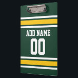 Porte-bloc Sports Team Football Jersey Nom personnalisé Numér<br><div class="desc">Ajoutez votre nom et votre numéro favoris — Ce design de sports d'olive et d'or est parfait pour tout amateur professionnel,  universitaire ou lycéen. Vous pouvez même les réclamer pour votre équipe de football d'Imaginaire. Cliquez sur le bouton PERSONNALISER pour apporter d'autres modifications.</div>