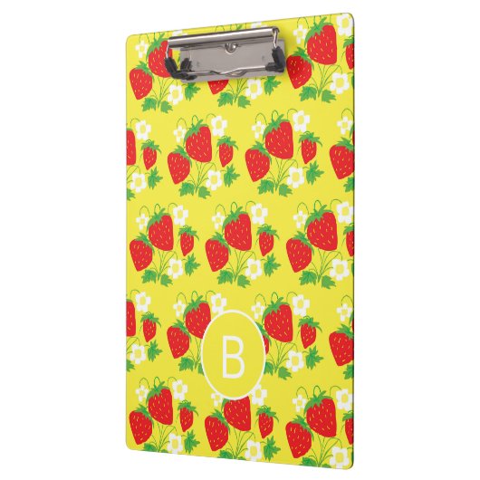 Porte-bloc Strawberry and Flower Yellow Pattern Monogrammed (Gauche)