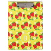 Porte-bloc Strawberry and Flower Yellow Pattern Monogrammed (Devant)