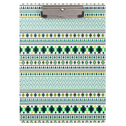 Porte-bloc Style Aztec Motif Tribal Blanc Bleu Vert (Devant)