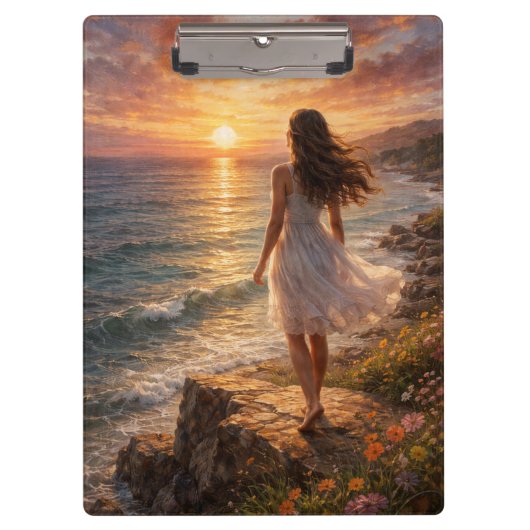 Porte-bloc Sunset Ocean Oil Painting Clipboard (Devant)