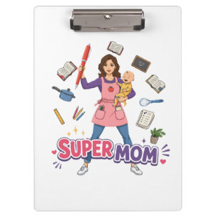 Porte-bloc Super Maman Mère Multitâche Design Cartoon