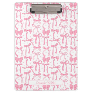 Porte-bloc Super Mignon Nœud Coquette Rose Nom Personnalisé