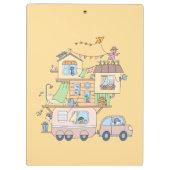 Porte-bloc Sur la route Famille Camping Trailer sur Jaune (Dos)