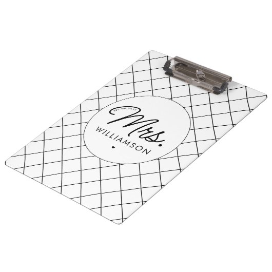 Porte-bloc Sur Mesure, Mme Est. Script élégant moderne nouvel (Incliné)