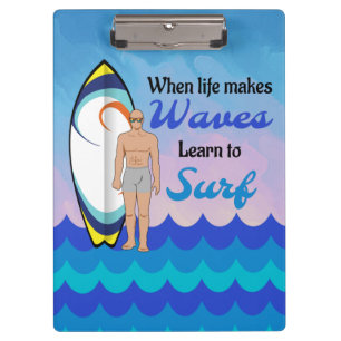 Porte-bloc Surboard Ocean Waves Blue Motivational Quote