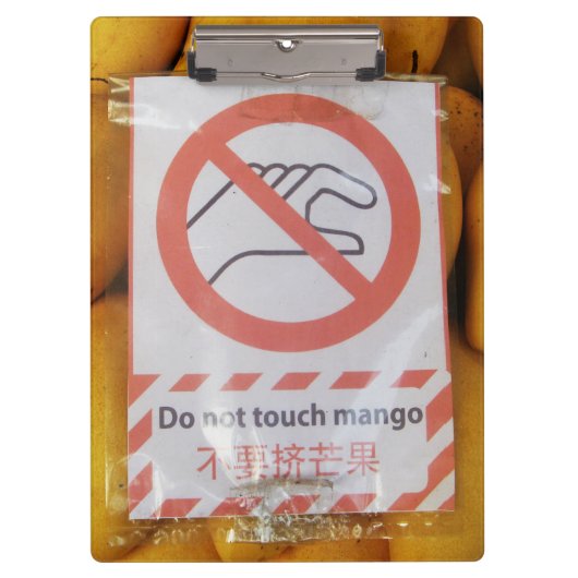 Porte-bloc Symbole amusant 'Ne touche pas la mangue' (Devant)