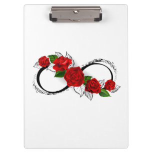 Porte-bloc Symbole d'infini avec les roses rouges