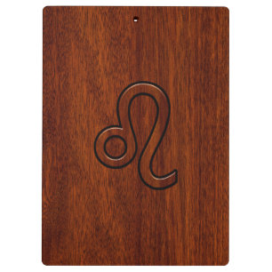 Porte-bloc Symbole Leo Zodiac en bois de mahogany