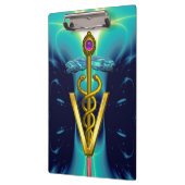 Porte-bloc SYMBOLE VÉTÉRINAIRE DE CADUCE D'OR /Bleu Turquoise (Gauche)