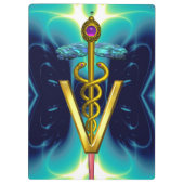 Porte-bloc SYMBOLE VÉTÉRINAIRE DE CADUCE D'OR /Bleu Turquoise (Dos)