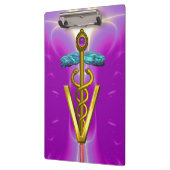 Porte-bloc SYMBOLE VÉTÉRINAIRE DE CADUCE D'OR / Fuchsia viole (Gauche)