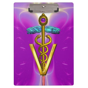 Porte-bloc SYMBOLE VÉTÉRINAIRE DE CADUCE D'OR / Fuchsia viole