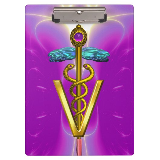 Porte-bloc SYMBOLE VÉTÉRINAIRE DE CADUCE D'OR / Fuchsia viole (Devant)