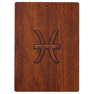 Porte-bloc Symbole ziodac de Poissons en bois d'acajou