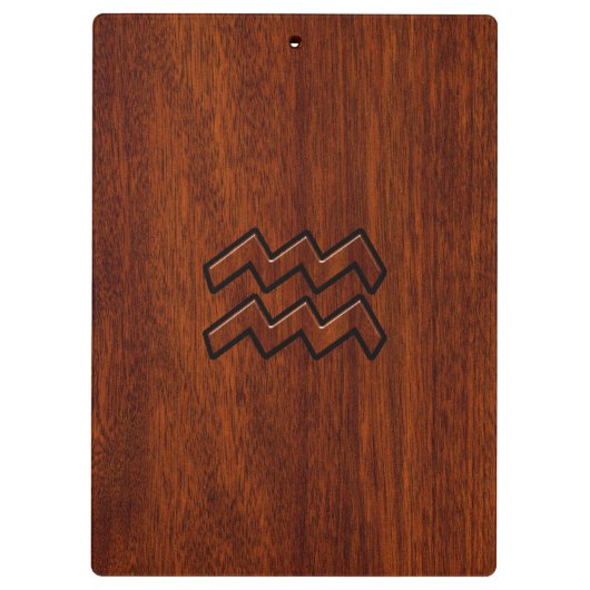Porte-bloc SYMBOLE Zodiaque Aquarius Style acajou (Dos)