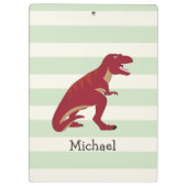 Porte-bloc T-Rex rouge sur Pastel Green Stripes (Dos)