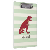 Porte-bloc T-Rex rouge sur Pastel Green Stripes (Swatch)