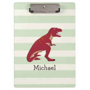 Porte-bloc T-Rex rouge sur Pastel Green Stripes