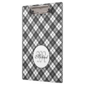 Porte-bloc Tartan motif Noël noir blanc Monogramme (Gauche)